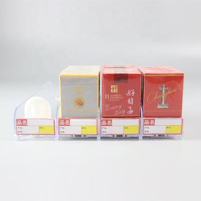 China Clear Tobacco Cigarette Pusher Shelf Display Clip Strip Supermarket Supermarkt Plastic Rectangle for sale