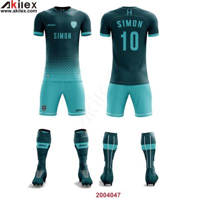 China Shirts & Wholesale Customized Tops AKILEX Soccer Uniform Football Jersey Sublimation Soccer Tops Quick Fit Wear for sale