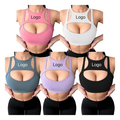 China Logo Women Sport Bra Sports Custom Made Wholesale Breathable Wear Lift Up Seamless Padded Fitness Yoga Bra for sale