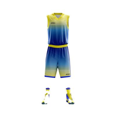 China Latest Design Basketball Team Men's Breathable Basketball Wear Set Antibacterial Custom Peaked Quick Dry Tank Tops Uniforms for sale