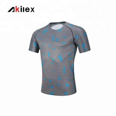 China Antibacterial Custom Logo Mens T-shirt Running Mens Shirts For Sport Fitness Shorts Sleeve Quick Dry T-shirt for sale