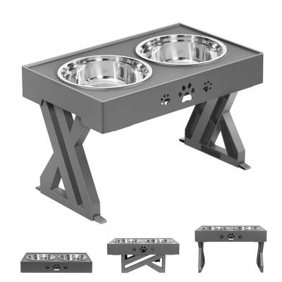 China Sustainable Stainless Steel Double Raised Dog Bowl With Stand Wholesale Cheap Adjustable Raised Dog Bowl for sale