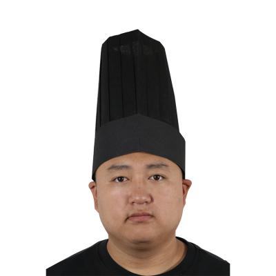 China Eco-Friendly Custom Adjustable Black Paper Chef Hat For Kitchen Cooking for sale