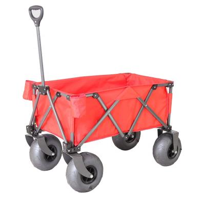 China Folding & large capacity & Easy To Install 2021 New Style Inflatable Wheels Large Foldable Garden Cart Cart for sale