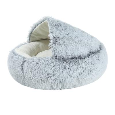 China Breathable Dog Cat Beds for Small Medium Pet Bed Crystal Velvet Kennel Warm Round Plush Donut Pet Beds for sale