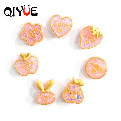 China Popular Cartoon Glitter Painting Gold Love Jewelry Accessories Resin Fridge Magnet Universal for sale