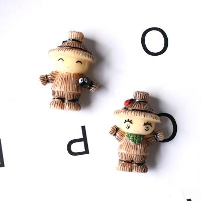 China Universal Children Toys Creative Cartoon Couples Scarecrow Resin Fridge Magnet From China for sale