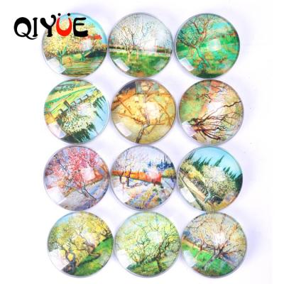 China Wholesale Universal Round Shaped Tree Of Life Holiday Tree Glass Magnet For Fridge Decor for sale