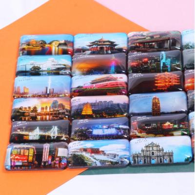 China Universal Tourist Souvenirs Custom Attractions Scenic City Crystal Glass Rectangle Fridge Magnet for sale