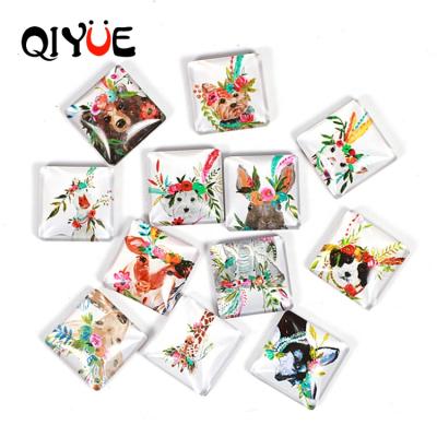 China Universal Custom Cartoon Garland Animal Crystal Glass Fridge Hand Painted Magnet for sale