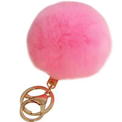 China Handmade Lovely Rabbit Fur Plush Ball Key Chain Jewelry Accessories Bag Pom Pom Colorful Keychain Pendant for sale