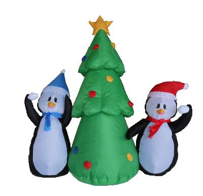 China interior & Outdoor Decoration Two Funny Penguin and Christmas Tree Inflatable Outdoor Decorations for sale