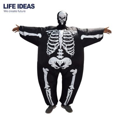 China Funny Inflatable Skull Decoration Inflatable Skeleton Costume Fat Halloween Carnival Party Costume Inflatable Skeleton Costume For Adult for sale