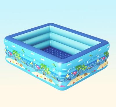 China Outdoor Use Outdoor Double Rings Family Blue Rectangular Inflatable Plastic for sale