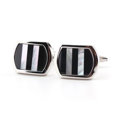 China Newest Fashion High End Shell Brass Wedding Cuff Link Men's Custom Enamel Cufflink Make Platinum Cufflinks For Men for sale