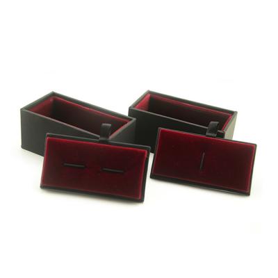 China White paper flat surface fashion black and red insert cufflink box clip box black paper tie set box stock wholesale zu verkaufen