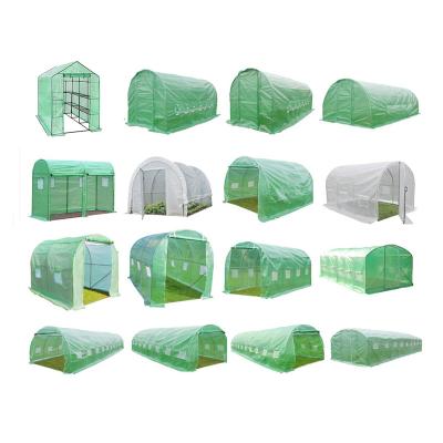 China Easily Assembled Walk-in Greenhouse PE Poly Grid Mesh Tunnel Portable Steel Plastic Garden Small Poly Tunnel Greenhouse for sale