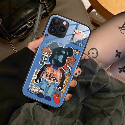 China Full Cover Glass Mobile Phone Shockproof Case For iPhone 13 Top Fashion Violent Bear Suitable For iPhone11 12Pro for sale