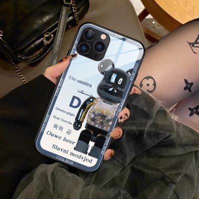 China Full Cover Glass Mobile Phone Shockproof Case For iPhone 13 Fashion Top Metal Rough Bear Suitable For iPhone11 12Pro for sale