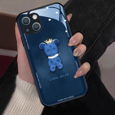 China Full Cover Glass Cell Phone Shockproof Cases For iPhone 13 Top Fashion The Crown Bears Suitable For iPhone11 12Pro for sale