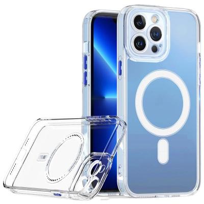 China New Tpu+Pc Shockproof Trending Clear Magnetic Mobile Phone Bags Magnetic Wireless Charging Phone Case Phone Case For Iphone 12 13 for sale