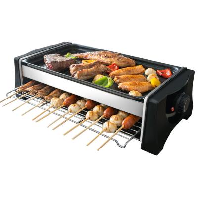 China Multifunctional Indoor Smokeless BBQ Grill 2 in 1 Indoor Smokeless Electric Korean BBQ Grill with Nonstick Pan for sale