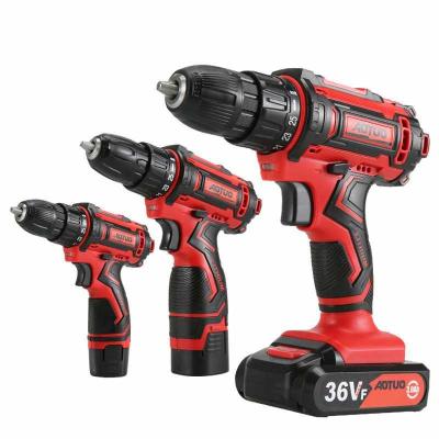 China Drilling In The Steel Cordless Electric Drill Driver 36V Mini Impact Electric Drill Multifunctional Lithium Rechargeable Power Tool for sale