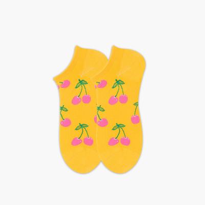 China AIDU Fashion Custom Non Slip Cotton Antibacterial Happy Ankle Socks Korean Cute Cherry Fruit Socks Summer Socks For Women for sale