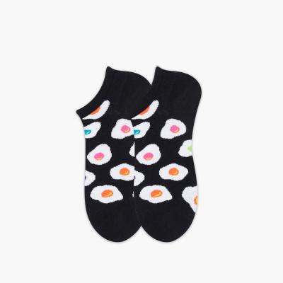 China AIDU OEM Logo Design Cotton Fried Egg Socks Antibacterial Custom Funny Food Low Cut Socks Cute Cut Socks for sale