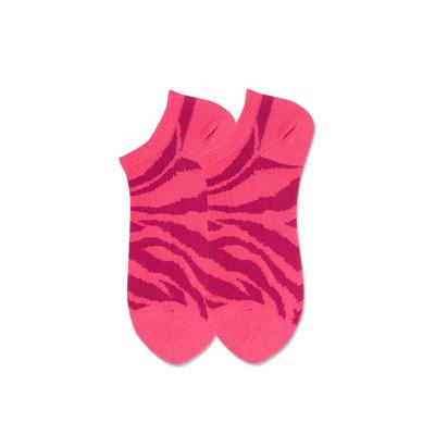 China AIDU Sports Package Sports Pack Ultimate Antibacterial Loose Colorful Zebra Leopard Low Cut Ankle Socks Women's Cotton for sale