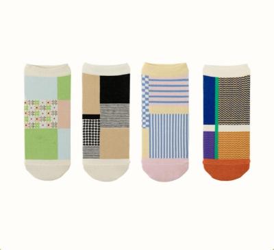 China Antibacterial Hot Selling Striped Stocking Cut Invisible Thin Candy Colored Cotton Lady Socks Summer Invisible Socks For Women for sale