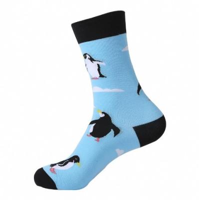 China Antibacterial In Stock Unisex Cotton Colorful Custom Logo Socks Animals Penguin Women Men for sale