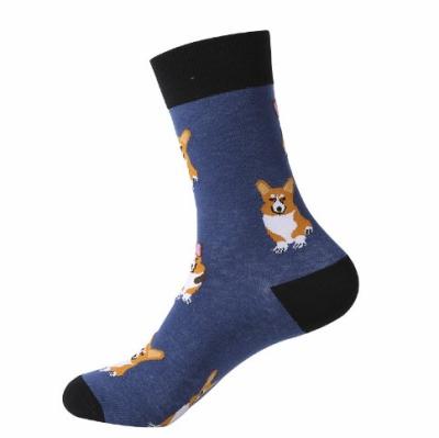 China Antibacterial in Corgi Running Unisex Cotton Animals Men Women Colorful Wholesale Novelty Crew Socks for sale