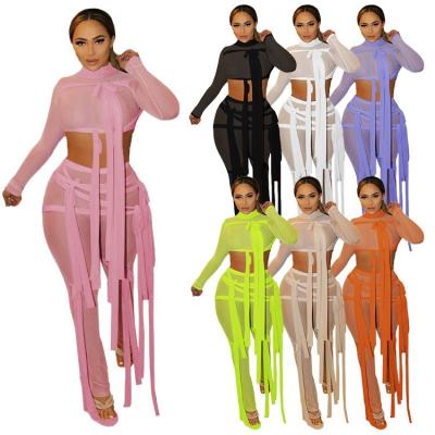 China 2021 Spring 2 Piece Solid Color Crop Set Two Piece Main Set SL for sale