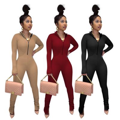 China P8548-fall Sexy 2020 Sustainable Fashion Knit One Piece Jumpsuit Women's Long Stacked Jumpsuit Sleeve for sale