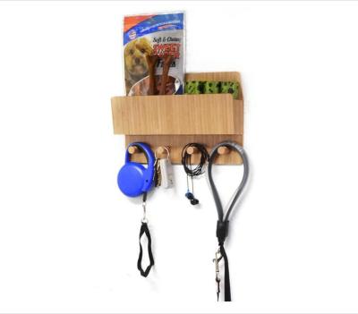 China All-in-One Wall Mounted Compartment Additional Space Dog Leash Holder Viable Bamboo Wood Key Holder for Pet Toys, Letter Holder for sale