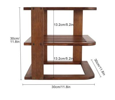 China Stackable 3 Tier Bathroom Towel Display Rack Brown Kitchen Wooden Corner Shelf Stackable Dish Rack Plates Rack for sale