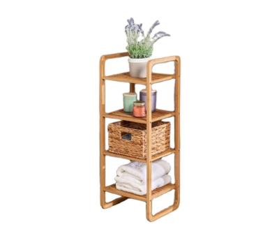 China Sustainable Natural Bamboo Shelves 4-Tier Storage Racks For Kitchen Living Room And Bathroom Use for sale