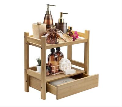 China Viable Bamboo Organizer Display Stand Makeup Shelf for Skin Care Bathroom Shelves Storage, Bath Toiletries Organizer Shelf for sale