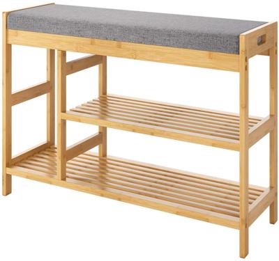 China Convertible Natural Bamboo Entryway Shoe Bench Stand with Foam Storage and Pad Seat for Hallway Living Room Bedroom Hallway for sale