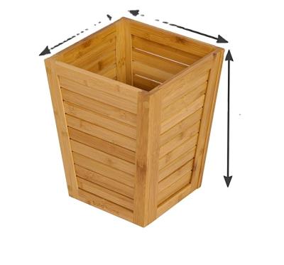 China Modern Bamboo Basket Wastebasket Wooden Laundry Trash Can for Bedroom, Small Bamboo Laundry Trash Can for Home and Hotel Uses for sale