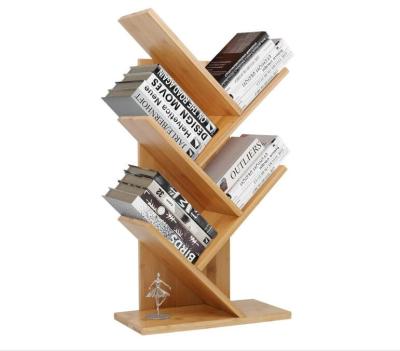 China Modern Bamboo Book Shelves Desktop Book Shelves Show Organizer Book Rack 4 Tier Bookcase Table Storage for Home Office and Living Room for sale