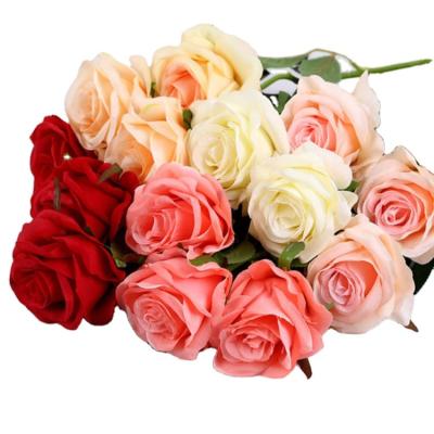 China Artificial flower for dec artificial rose flower leaves for wedding  bunch sinle order rose hydrangea silk artificial flowers bouquet for sale