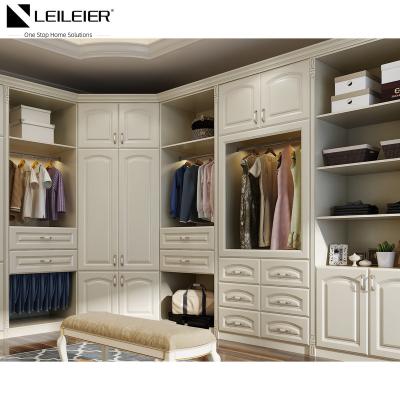 China LEILEIER European style wardrobes bedroom closet  with mirror walk in closet wardrobe for sale