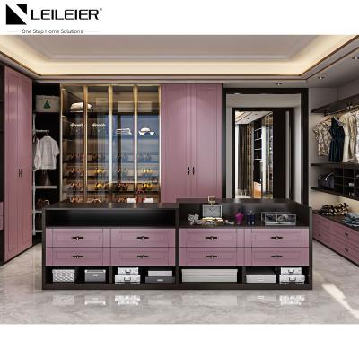 China Factory  glass closet Sliding Doors Wardrobe combination Modern Designs Wardrobes Set Bedroom Furniture for sale