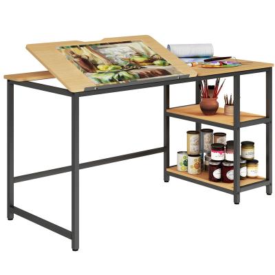 China Drafting Table Drawing Desk with Tiltable Stand,  Multi-functional Computer Desk with Bookshelf Executive Office Desk for sale