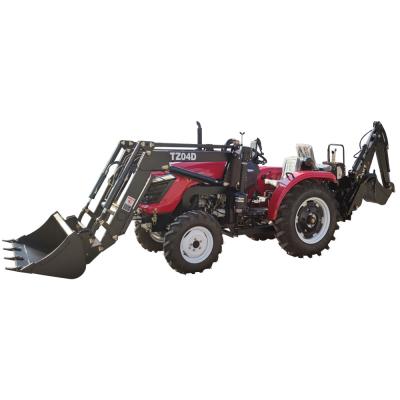 China Cultivate cheap price farm tractors 55hp 4wd 4 cylinder engine tractors with front loader and backhoe for sale