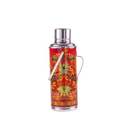 China 2L Color Print Sustainable Red Metal Aluminum Vacuum Flask With Glass Core for sale