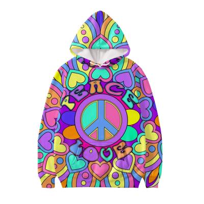 China Casual Hippie Psychedelic Anti-Shrink Mandala Print Workout Plus Size Sweatshirt Peace and Love Hoodie for Girls Boys for sale