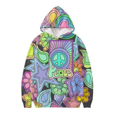 China Pretty Hippie Design Trippy Fashionable Top Anti-shrink Flower Power Retro Hoodies Crop Men-Women Casual Loose Sweater for sale